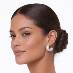 NWOT White Curved Earrings